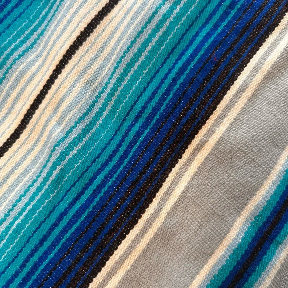 Blue and‎ White Striped Mexican Saltillo Serape 5’x7’ Blanket